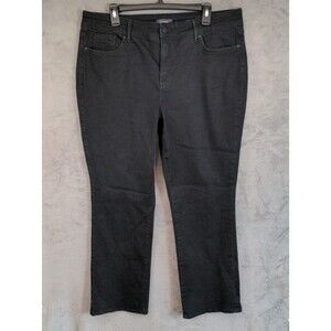 NYDJ Jeans Marilyn Straight Black Lift Tuck Sz 14P Stretch Denim Petite Classic